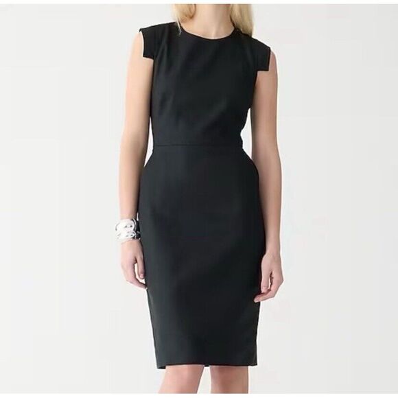 J. Crew Dresses & Skirts - J Crew Black Resume Dress Size 2 Tall  in Stretch Linen Blend Pockets Above Knee